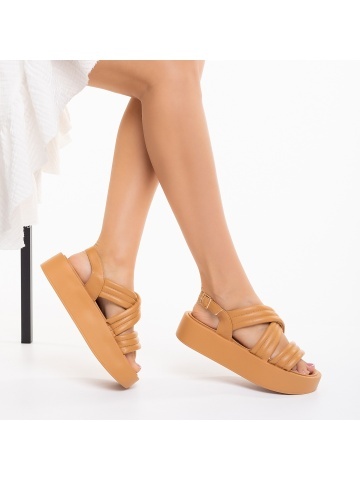 Sandale dama camel din piele ecologica Aryna