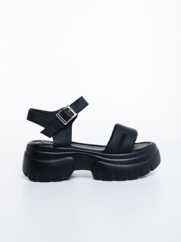 Sandale dama cu platforma negre din piele ecologica Hanika - Img 4