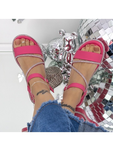 Sandale dama cu platforma roz din piele ecologica Britena - Img 4