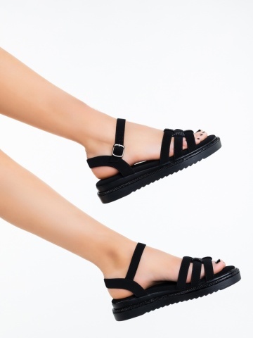 Sandale dama negre din material textil Adaya - Img 3