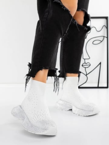 Sneakers dama albi din material textil Ivriel