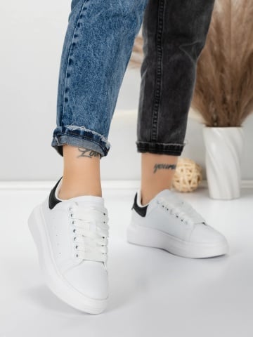 Sneakers dama albi din piele ecologica Aselia