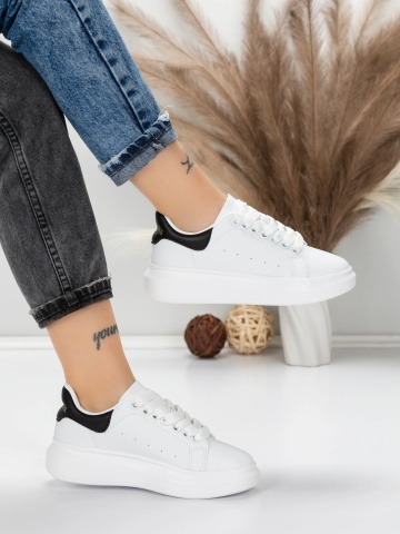 Sneakers dama albi din piele ecologica Aselia - Img 4