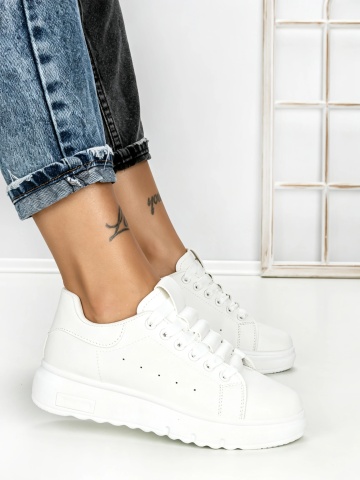 Sneakers dama albi din piele ecologica Dawira - Img 3
