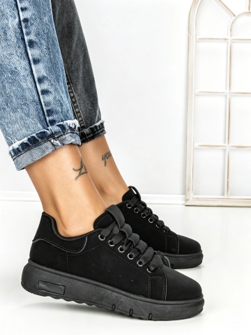 Sneakers dama negri din piele ecologica Dawira - Img 3
