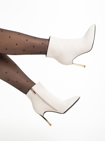 Botine dama albe din din material textil Estela - Img 4