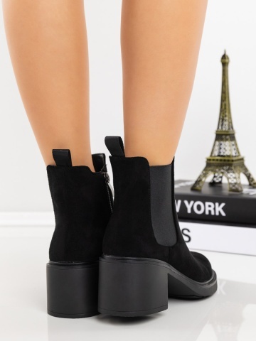 Botine dama cu toc negre din material textil Onava - Img 4