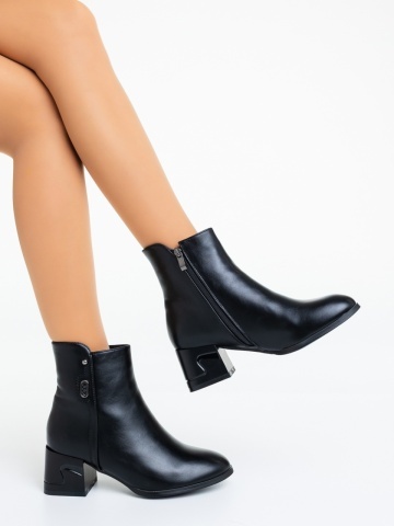 Botine dama cu toc negre din piele ecologica Varana - Img 3