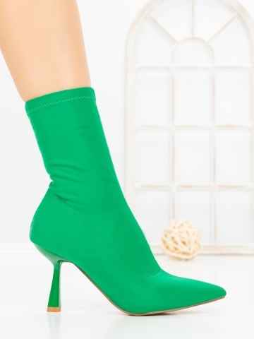 Botine dama cu toc subtire verzi din material textil Asizah - Img 5