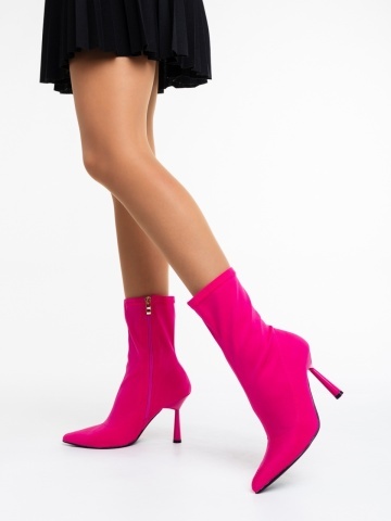 Botine dama fucsia din material textil Valeda - Img 2