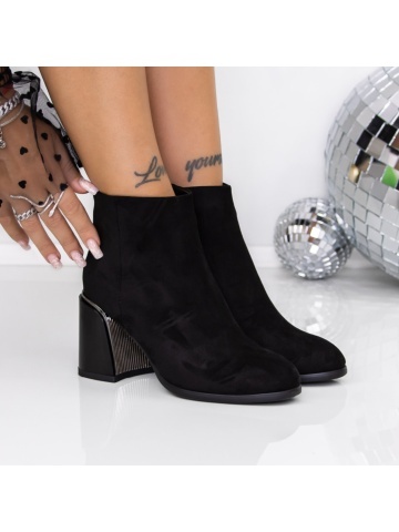 Botine dama negre din material sintetic Miharia