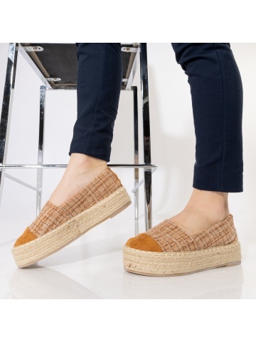 Espadrile dama camel din material textil Vienna - Img 5