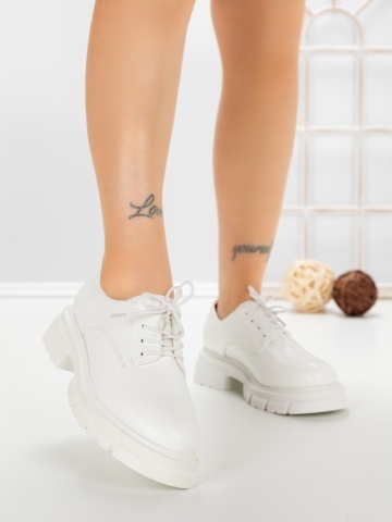 Pantofi casual dama albi din piele ecologica Elara