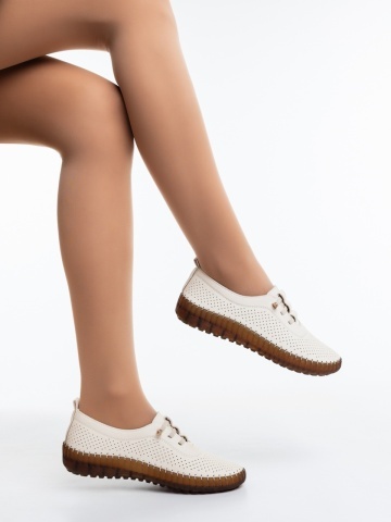 Pantofi casual dama bej deschis din piele ecologica Zararia