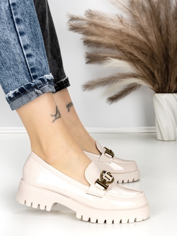 Pantofi casual dama bej din piele ecologica Zanzira - Img 3