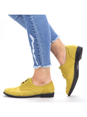 Pantofi casual dama galbeni din material textil Amelia