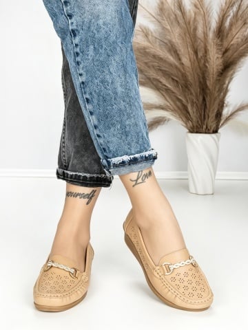 Pantofi casual dama maro deschis din piele ecologica Dazira - Img 2