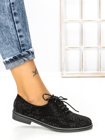 Pantofi casual dama negri din material textil Brucira - Img 5