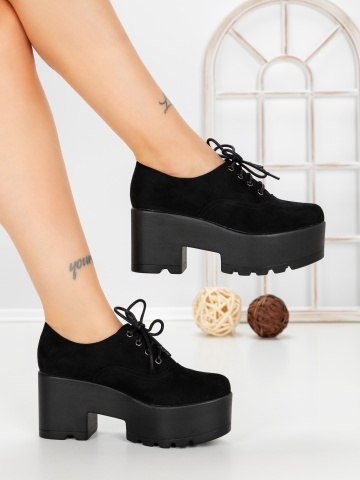 Pantofi casual dama negri din material textil Ovella - Img 4