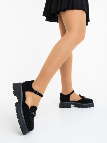 Pantofi casual dama negri din material textil Riena