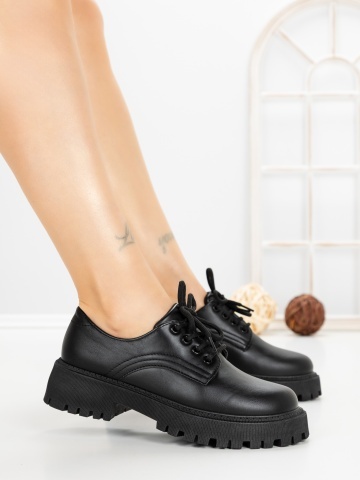 Pantofi casual dama negri din piele ecologica Avenira - Img 3