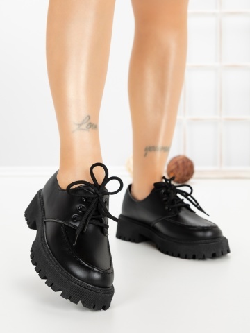 Pantofi casual dama negri din piele ecologica Verasia
