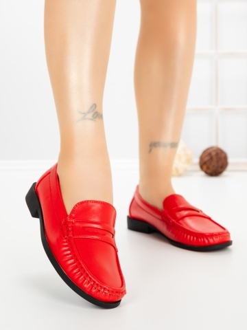 Pantofi casual dama rosii din piele ecologica Corenia