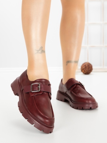 Pantofi casual dama visinii din piele ecologica Doreza