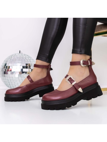 Pantofi casual dama visinii din piele ecologica Etacrys