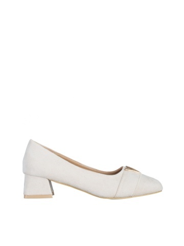 Pantofi dama bej deschis din material textil cu toc Briella - Img 6