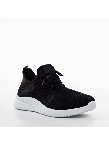 Pantofi sport barbati negri cu alb din material textil Speer
