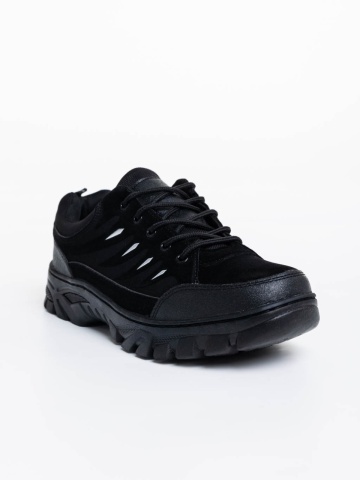 Pantofi sport barbati negri din material textil si piele ecologica Colten