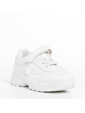 Pantofi sport copii albi din piele ecologica Rumaysa