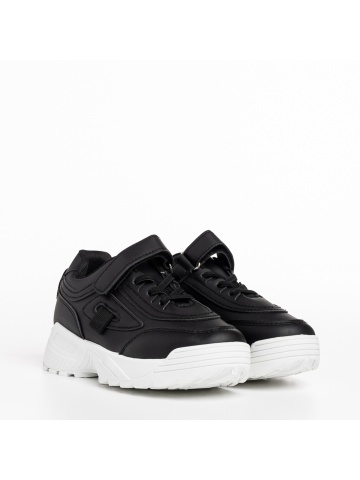 Pantofi sport copii negri din piele ecologica Rumaysa - Img 2