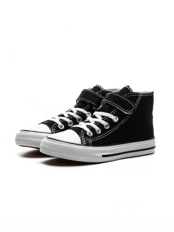Pantofi sport copii negri din piele ecologica si material textil Aralyn