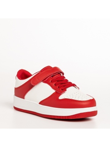 Pantofi sport copii rosii cu alb din piele ecologica Neal