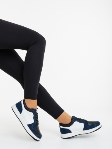 Pantofi sport dama albastri cu alb din piele ecologica Kinza