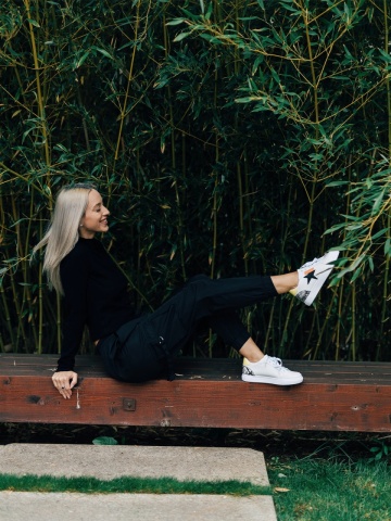 Pantofi sport dama albi cu negru din piele ecologica Yeva - Img 2