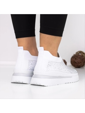 Pantofi sport dama albi din material textil Vorana - Img 3