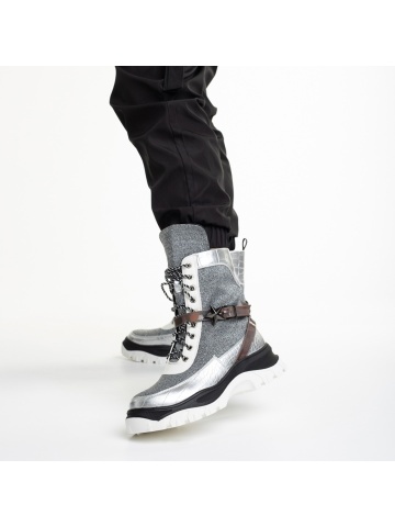 Pantofi sport dama arginti din material textil Regenia - Img 2