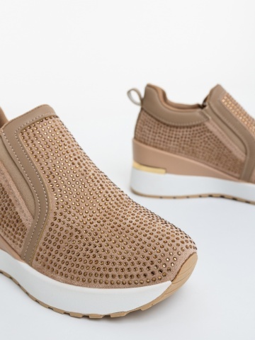 Pantofi sport dama bej din material textil Lovara - Img 5