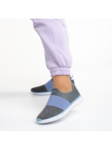 Pantofi sport dama gri cu albastru din material textil Sisto