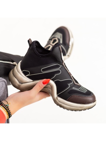Pantofi sport dama negri din material textil Elavina - Img 4