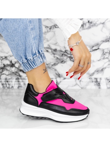 Pantofi sport dama negri din material textil si piele ecologica Eazrys - Img 4