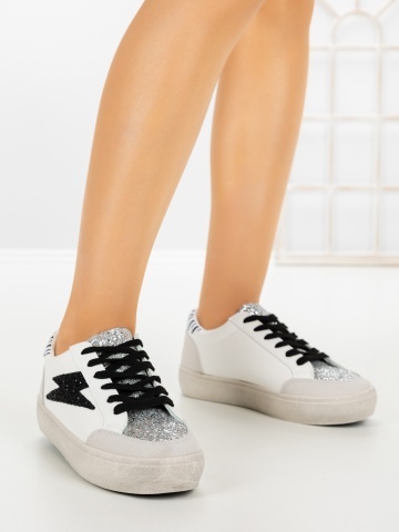 Pantofi sport dama negri din piele ecologica Fiwrae