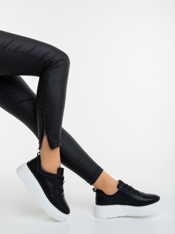 Pantofi sport dama negri din piele naturala Laurina - Img 2