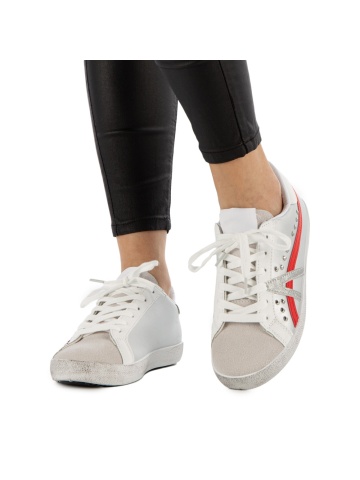 Pantofi sport dama Seran albi cu argintiu