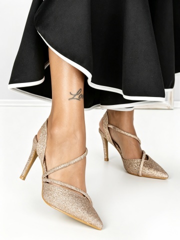 Pantofi stiletto sampanie Eaelia
