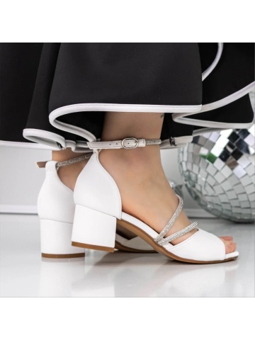 Sandale dama albe din material textil Sopita - Img 3