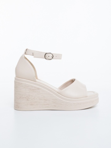 Sandale dama cu platforma bej din piele ecologica Miraha - Img 4